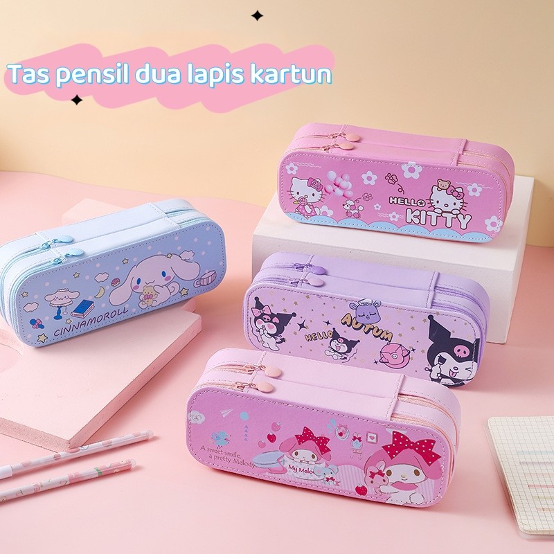 

Kuromi Tas Pensil Kapasitas Besar Dua Lapis /Kotak Pensil Dekompresi Perempuan Lucu Lembut 3D/Tas Pensil Lucu Untuk Pelajar Melody Kuromi