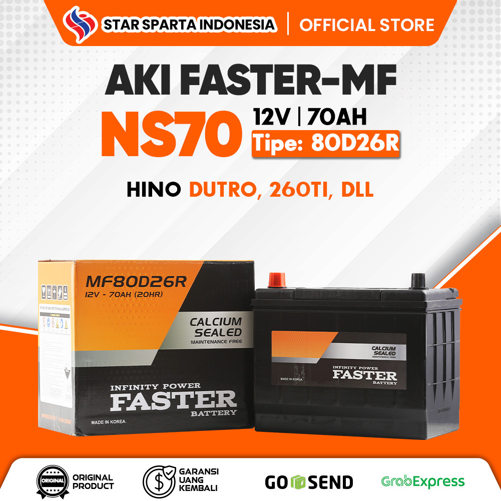 Faster MF - Aki NS70 12V 70Ah untuk HINO Dutro, 260Ti