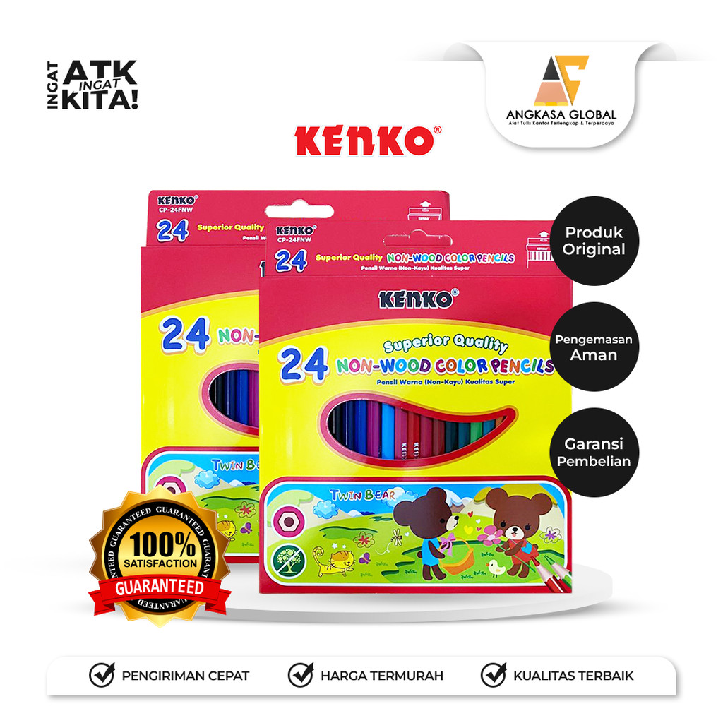 

KENKO PENSIL WARNA/ COLOR PENCIL CP-24FNW NON WOOD (1SET)