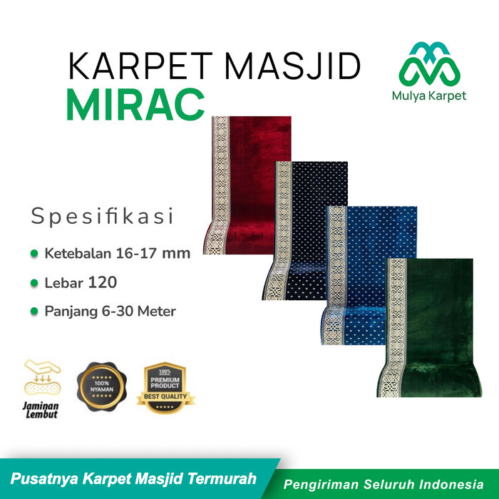 Karpet Masjid Turki Tebal 16-17mm Mirac Meteran / Karpet Sajadah / Karpet Mushola