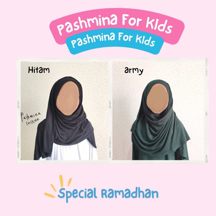 ✨BISA COD✨ - pashmina anak instan hijab anak perempuan - hijau botol