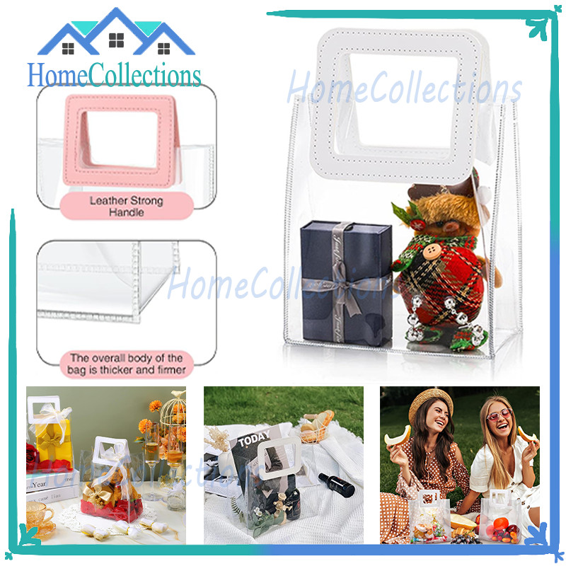 

Goodie Bag Mika Kancing Transparan/Kantong Souvenir Ulang Tahun Transparant Bening/Giftbag PVC Souvenir Bag Square Handle