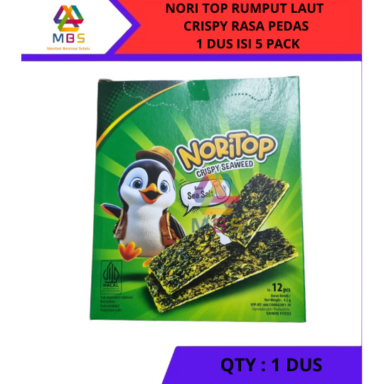 

NORITOP CRISPY SEAWEED RASA SEA SALT SNACK CEMILAN RUMPUT LAUT HARGA 1 DUS ISI 5 BOX X 12