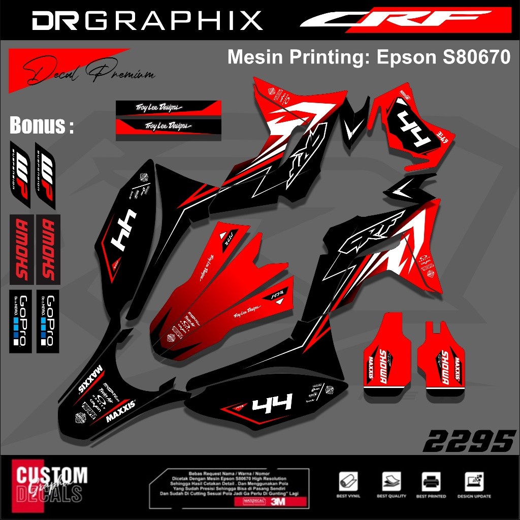 PREMIUM DECAL STIKER HONDA CRF 150L CRF 250 FULL BODY COSTUM DESAIN TERBARU kode CRF-24