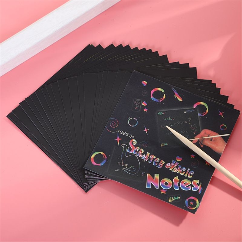 

Y1UB 24Pcs Scratch Paper Drawing Toy Teaching Aid for Kids Kindergarten Hand Painting