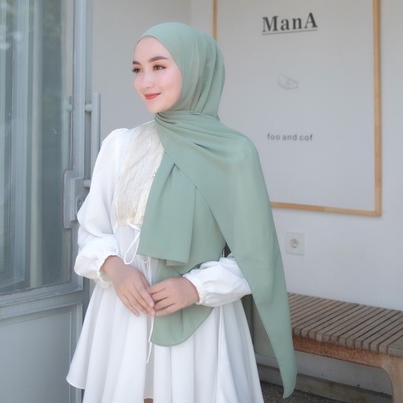 [𝗚𝗹𝗮𝗺𝗼𝗿𝗮] Pashmina Ceruty Babydoll - Sage Green