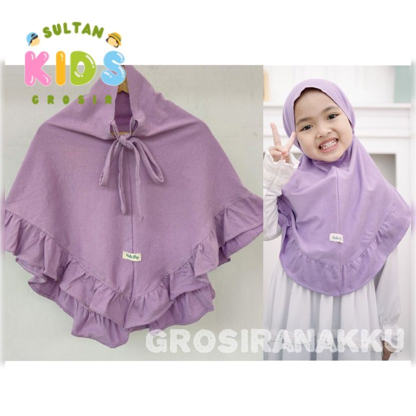Jilbab Anak Sahara Hullapop Warna Lilac  Size 1-5tahun - Terlaris