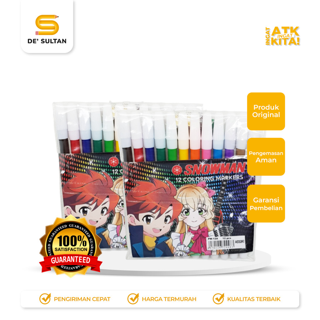

SNOWMAN SPIDOL WARNA/ COLORING MARKERS PW-12A (1SET)