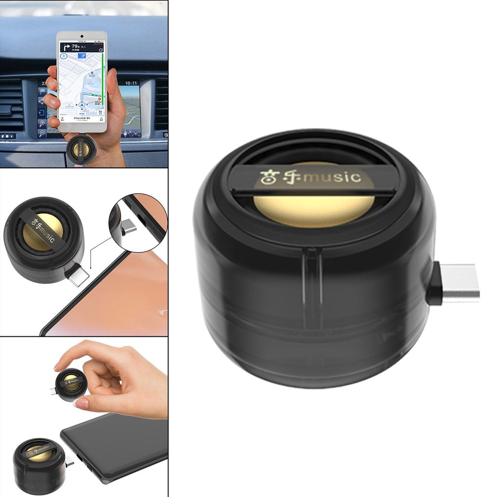 USB-C Mini Phone Speaker Plug and Play w/ Clear Bass Black