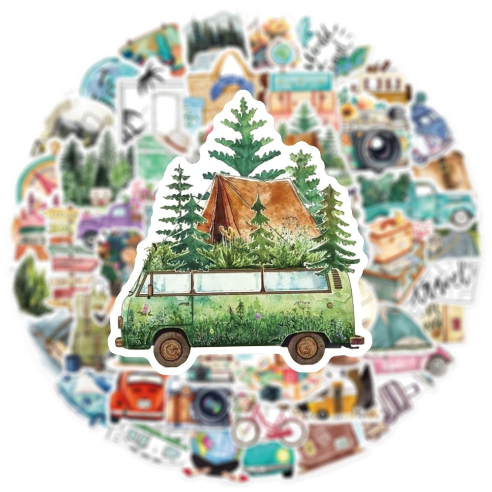 

50pcs Graffiti Outdoor Travel Natural Sticker For Laptop Phone Scrapbook Scrapbooking Supplies Cartoon Stickers Pack Vintage