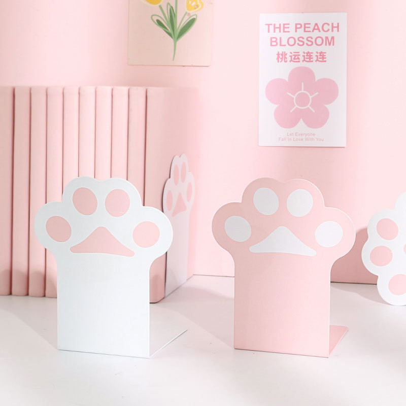 

2pcs Creative Cat Paw Bookends Kawaii Anti-skid Book Organizer Desktop Book Support Korean Stationery School Office Supplies