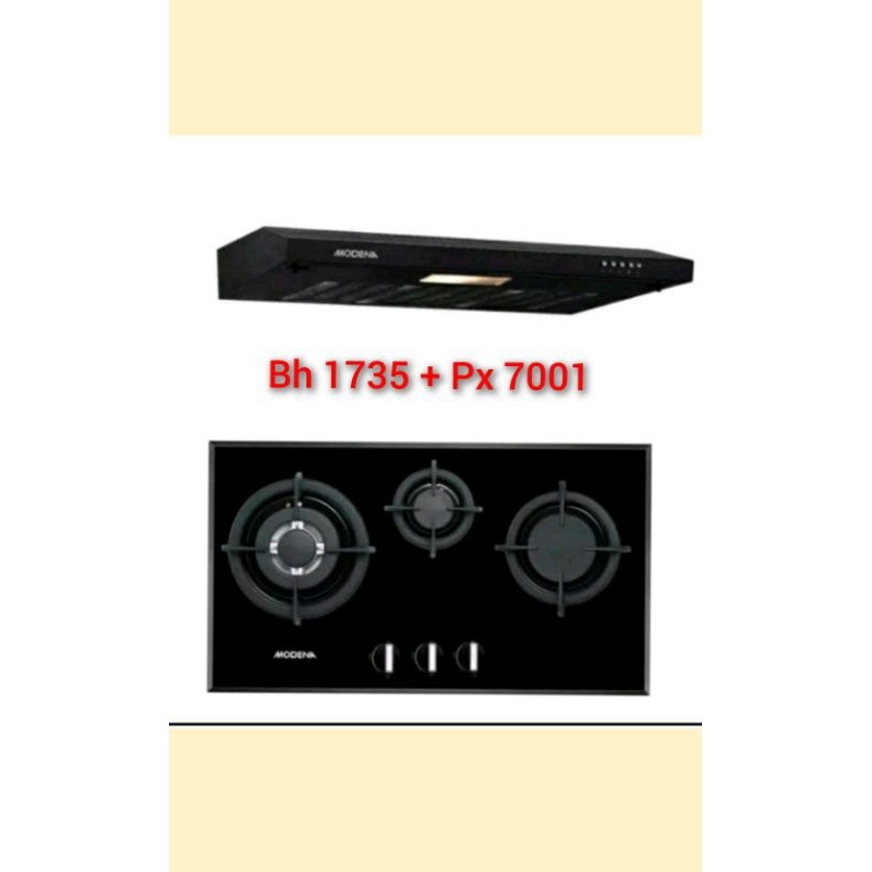 Paket Kompor tanam modena Bh 1735 +  Cookerhood modena Px 7001 / Modena Px 7111