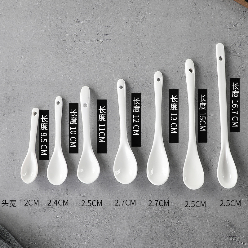 

5/10/20/30PCS Ceramic Long Handle Spoons Flatware Dessert Spoon Ice Cream Spoon Tableware Tea Honey Supplies Kitchen Tools