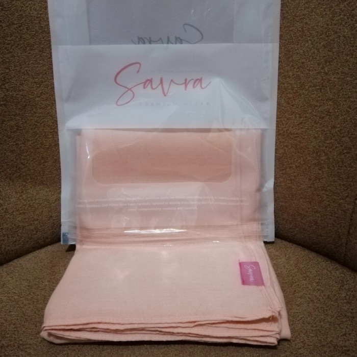 ✨TERLARIS - 21 WARNA - SAVRA Premium Bamboo Hijab Jilbab Kerudung Segi Empat Polos - soft peach