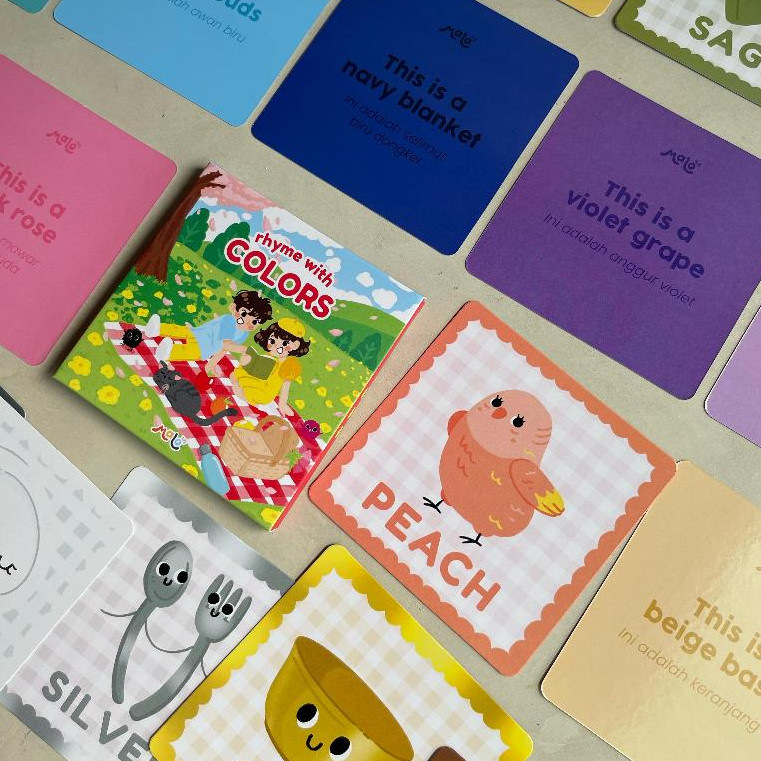 Flash Card Warna Bahasa Inggris Indonesia Color Flashcard Baby Kids Toddler Educational Mainan Eduka