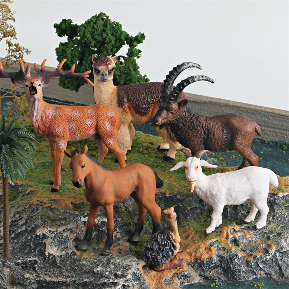 Animal Figurine Realistic Alpaca Goat Deer Ostrich Horse Forest Woodland Creatures Figure Kids Educa
