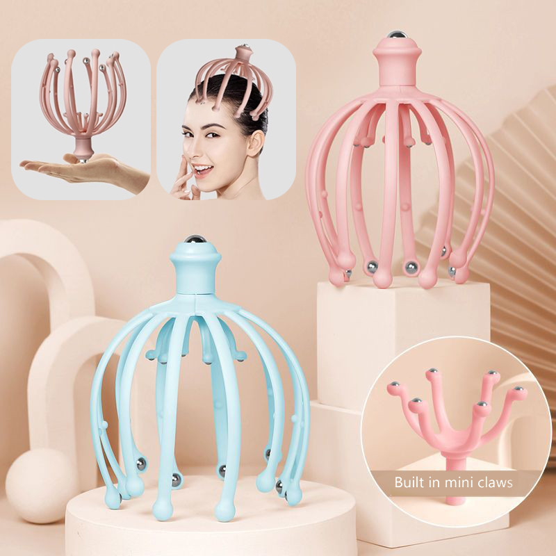 

Head Massager Scalp 18 24 30 Claws Neck Comb Roller 9 Finger Steel Ball Hand Held Relax Spa Hair Care in Home