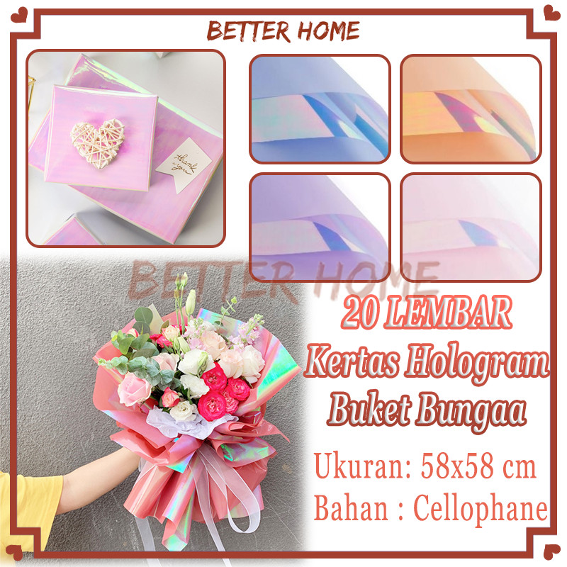 

(20 LEMBAR) Pelangi Kertas Bunga Wrapping Paper/Kertas Pembungkus Buket Pelangi Hologram/Paper Kertas Hologram Buket Bunga