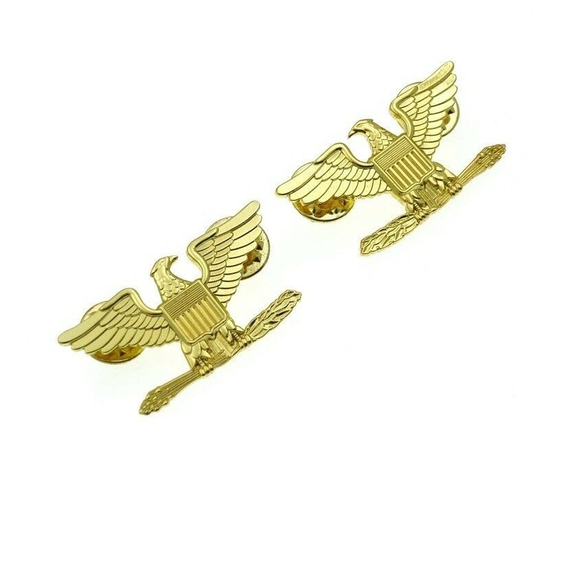 WWII US ARMY COLONEL EAGLE WAR BIRD DEVICE PIN GOLD BADGE INSIGNIA CLASSIC