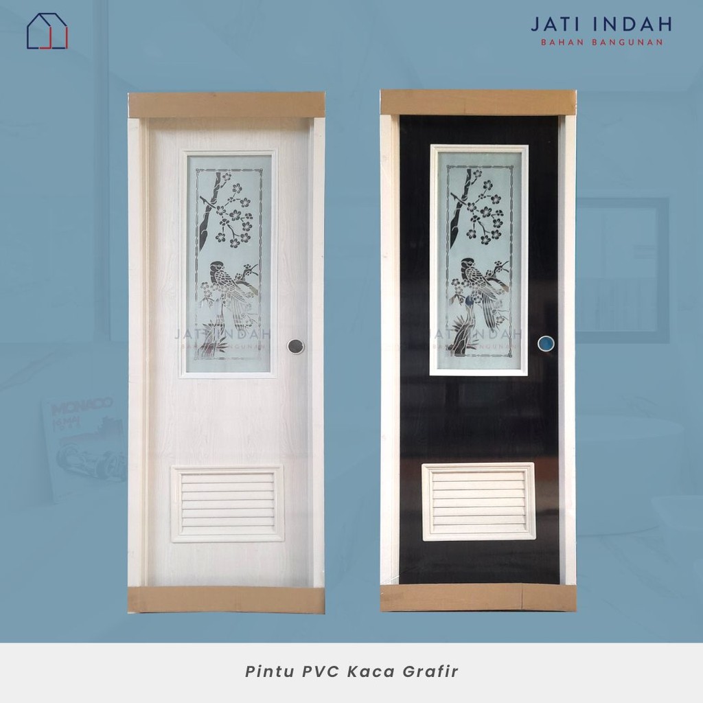 Pintu Kamar Mandi PVC Premium Royal Platinum Kaca Grafir Hitam & Putih