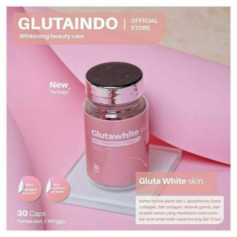 OBAT PENCERAH KULIT GLUTAWHITE ASLI 100% ORIGINAL L GLUTATHIONE+ COLLAGEN 600MG 350MG CAPSULE WHITEN