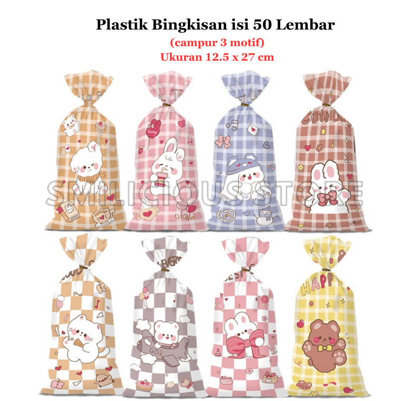 Isi 50 lembar Plastik Bingkisan Ultah Snack Ulang Tahun Karakter Lucu Plastik Snack Anak Cowok Cewek