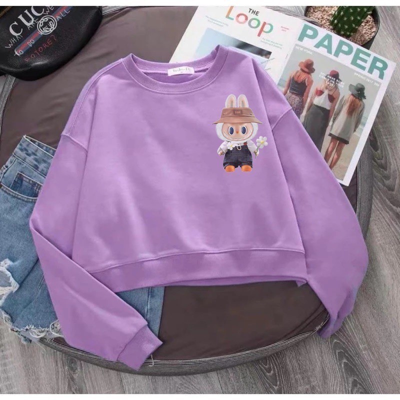 JALLPRONEW - SWEATER CROP LABUBU / SWEATER CROP CREWNECK LABUBU / ATASAN WANITA TERBARU / FASHION OU