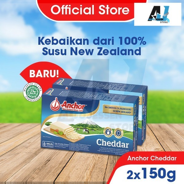 

AJS [FS] Anchor Cheddar Block Cheese 2 x 150g - Keju Cheddar Asli New Zealand