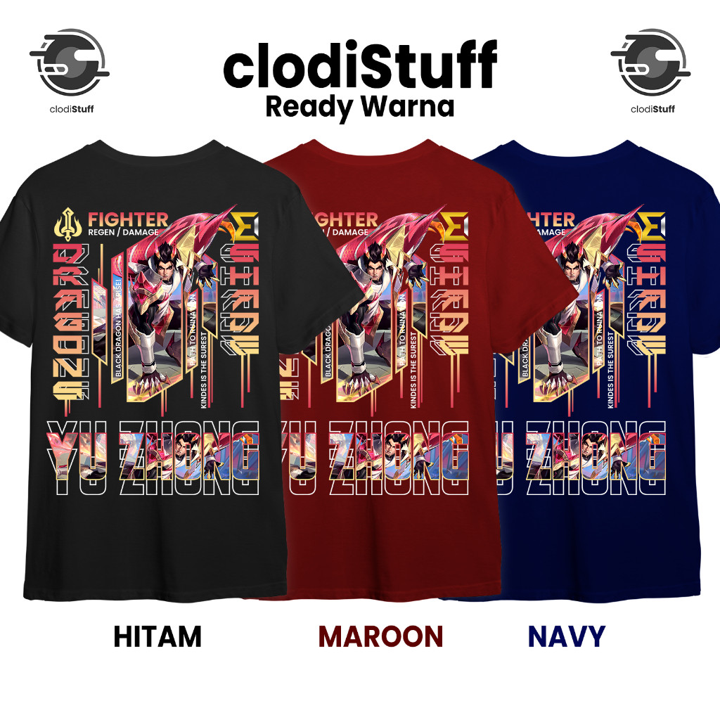 Kaos YU ZHONG DRAGONS SHADE M5 Mobile Legends MLBB Lengan Pendek Hitam Combed 30s Fighter EXP Laner