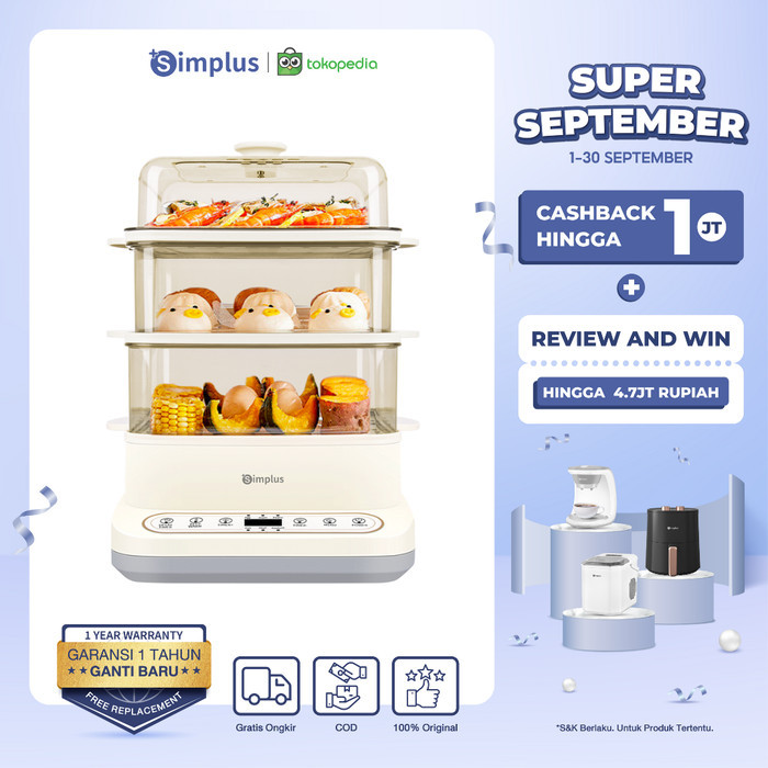 Simplus Electric Cooker 12L Food Steamer Kukusan Listrik 3 Susun