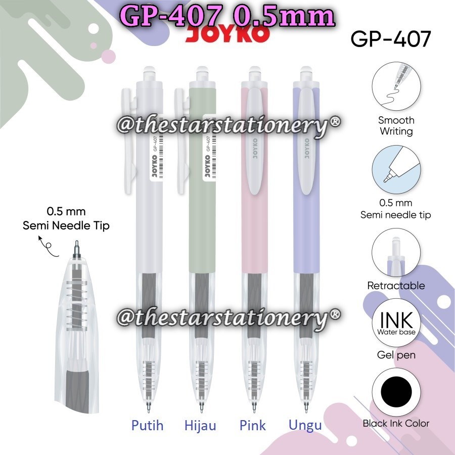 

(1 Biji) Bolpen Joyko GP-407 0.5 Gel Pen / Gel Pen Joyko GP407 0.5 mm / Joyko GP 407