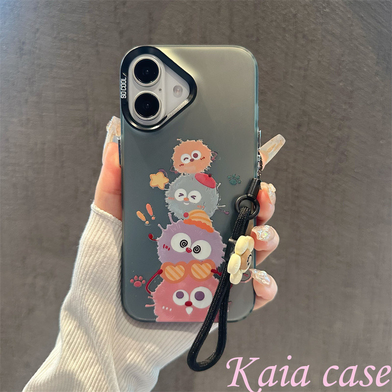 case iPhone 11 Monster Bola Bulu Casing ponsel cocok untuk iPhone 11 11PROMAXSoftcase Macaron 12 13 