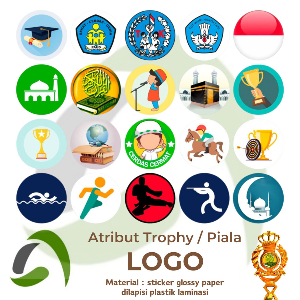 

Atribut Stiker Logo bulat untuk figur Piala (Trophy) Sudah Cutting Bulat