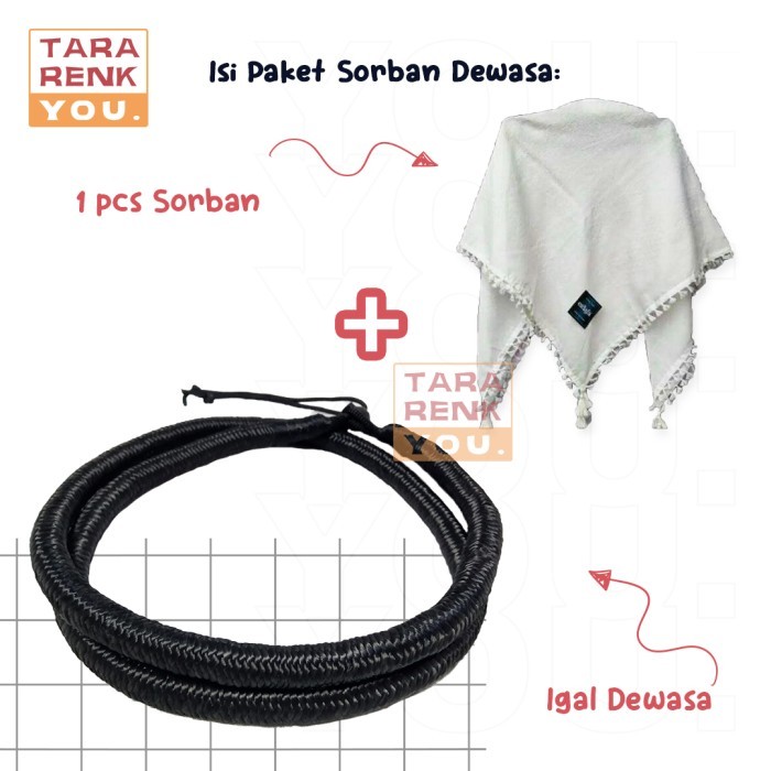 ✔Anh.S✔ -  TERLARIS Igal Sorban Arab Dewasa - Ikat Sorban -  Igal Dewasa - Paket Igal - PaketIgal Pu