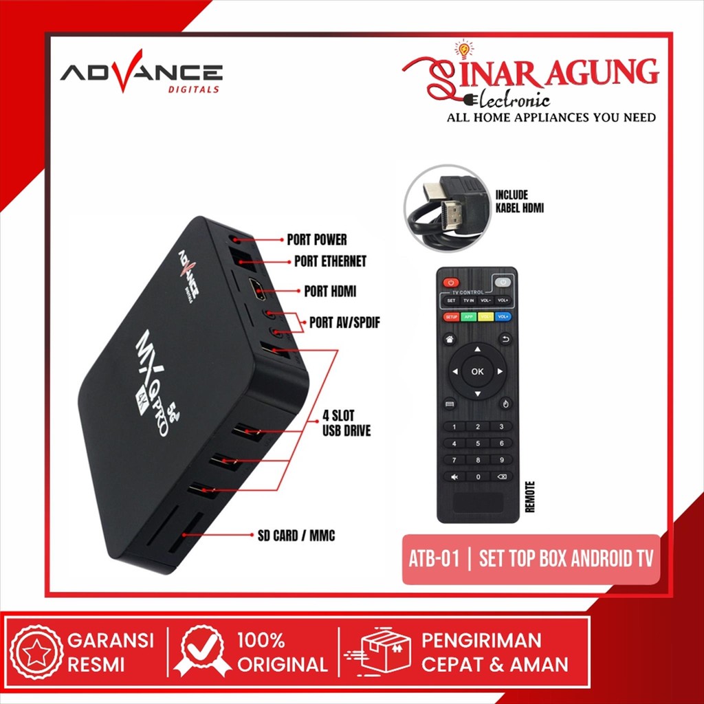 ADVANCE ATB-01 / ATB01 SET TOP BOX ANDROID TV BOX MXQ PRO 4K
