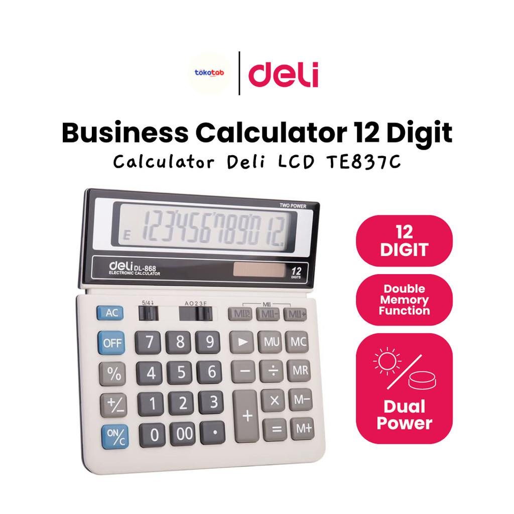 

Tokotab - Kalkulator DELI DL-868 Calculator 12 Digit Dual Power Kalkulator Kantor Kalkulator Dagang