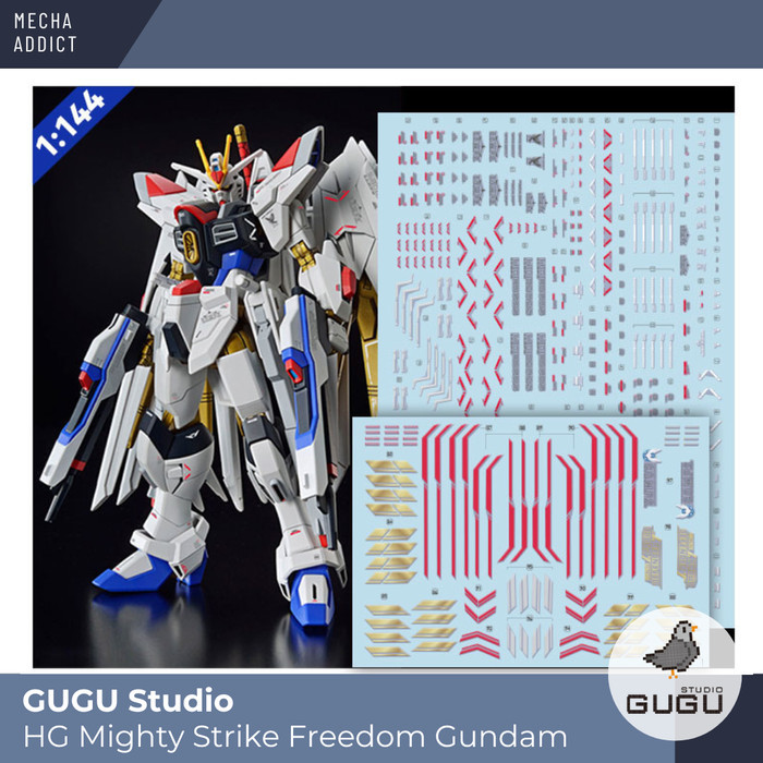 Water Slide Decal HG Mighty Strike Freedom Gundam by GUGU Decal - Metallic