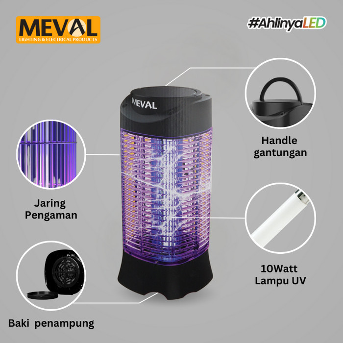 MEVAL Electric Insect killer perangkap nyamuk serangga Lampu UV 10 Watt