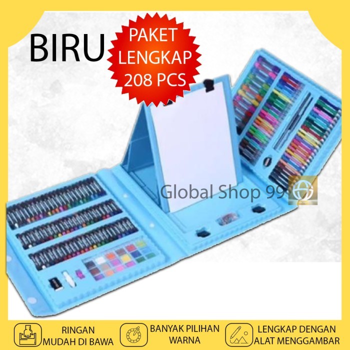 

Andma Crayon Set 208 pcs Pensil Warna Lengkap / Alat menggambar Mewarnai - Biru