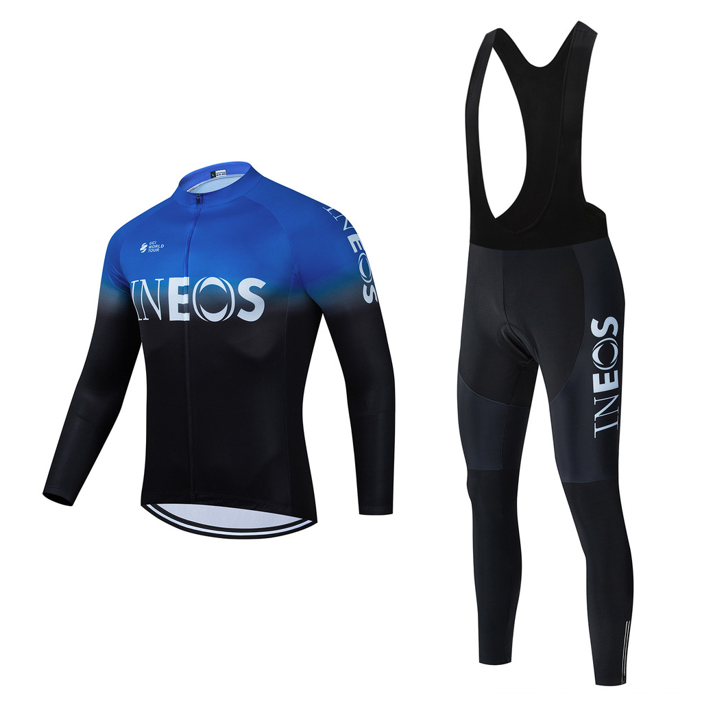 2024 INEOS New Team Long Sleeve Cycling Jersey Set Bib Pants Ropa Ciclismo Bicycle Clothing MTB Bike