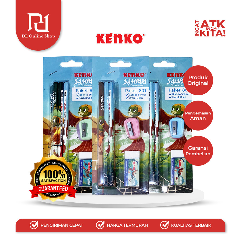 

KENKO PAKET ALAT TULIS PENSIL BLISTER CARD 801 SAMPARI (1SET)