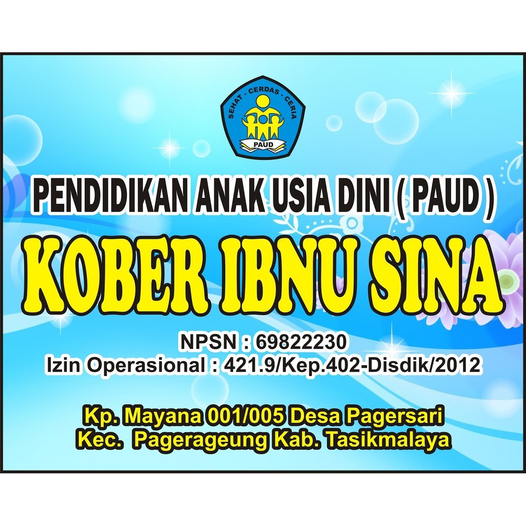 Banner Plang Sekolah untuk PAUD-TK-SD dll ukuran 1 x 0.8 m - CingWangPrint