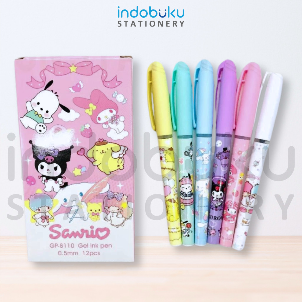 

( 12 Pcs ) Pulpen Gel Ipen Fancy 0.5 mm Sanrio / Bolpoin Gel Pen Sanrio VANCO VC-8110