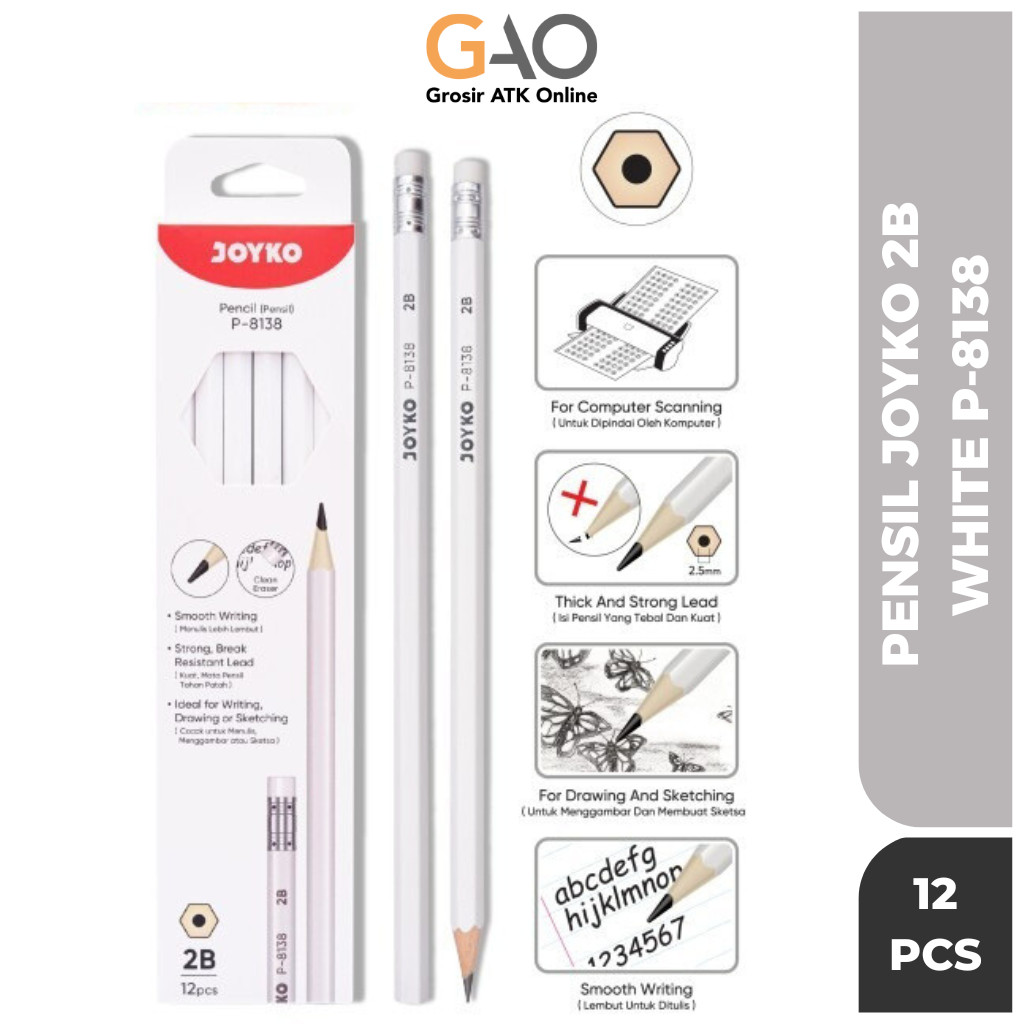 

( 12 Pcs ) Pensil Joyko 2B 1 Box P-8138 / Pencil Joyko 2B 1 Pack 12 Pcs