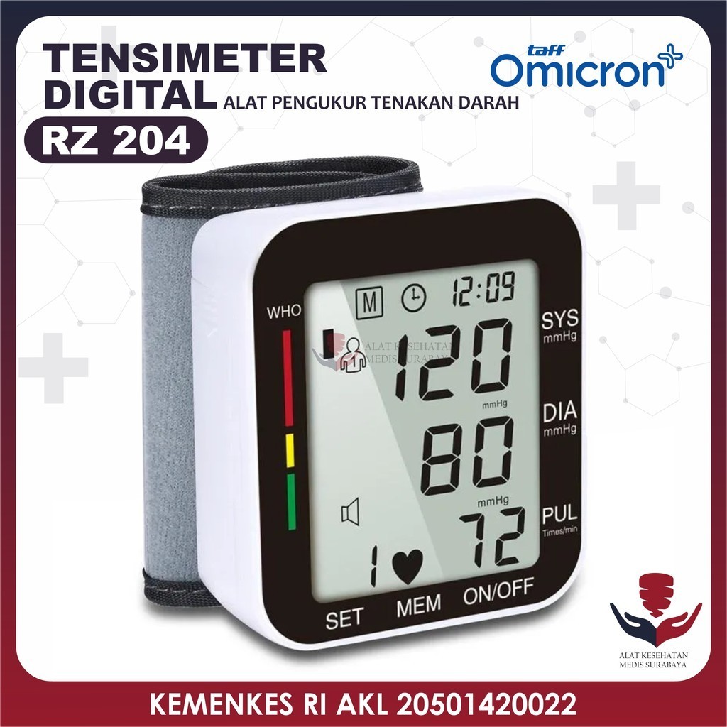 Taff Omicron RZ204 Tensimeter Digital Alat Ukur Tensi Tekanan Darah Gelang Pengukur Blood Pressure M