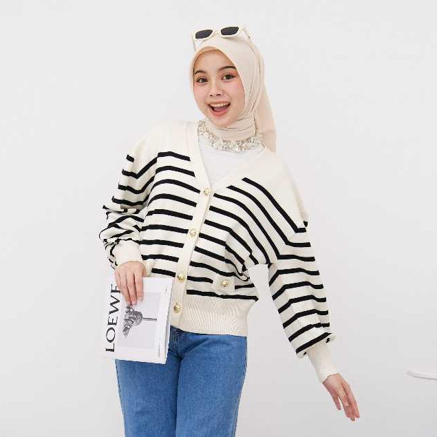 Mayoutfit Kamaniya Cardigan | Kardigan Rajut Knit Motif Stripe