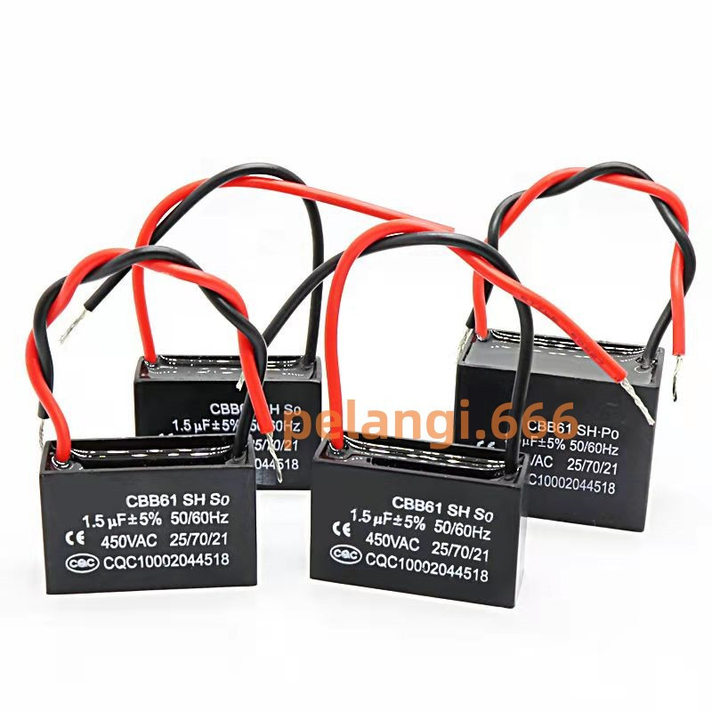 Kapasitor Kipas Angin CBB61 1.2UF, 1.5UF, 1.8UF, 2UF, 450V Dinamo Kipas Angin/Capasitor