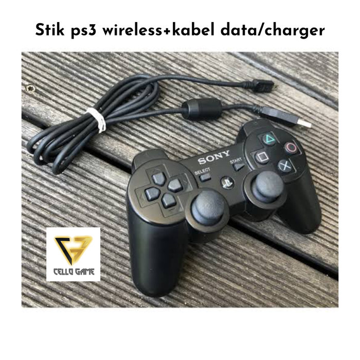 STIK PS3 ORIGINAL WIRELESS + KABEL USB STIK SONY PS3 CHARGER - Hitam
