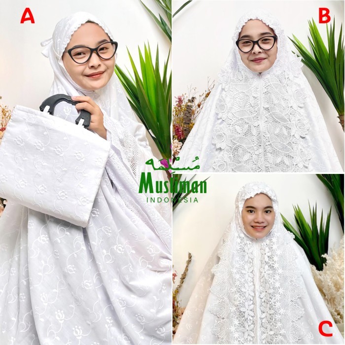 Mukena Katun Murah/Mukena Putih Jumbo /Mukena Katun Jepang Renda Sleting