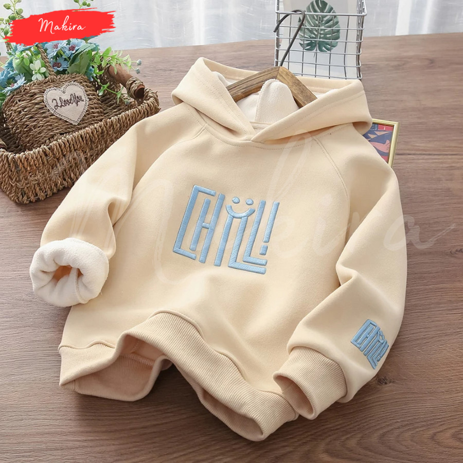Sweater Hoodie Anak Laki Laki Perempuan Usia 1-16 Tahun Bulan FREE CUSTOM SABLON Motif CHILL SMILE S